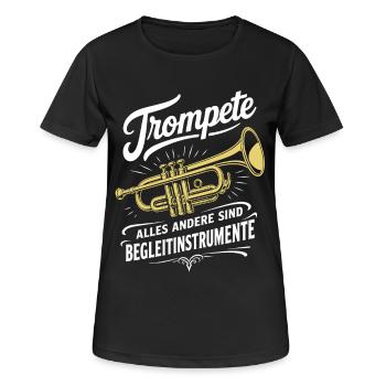 Trompete | alles andere sind Begleitinstrumente - Frauen T-Shirt atmungsaktiv - Schwarz - Vorne - AI Model Female 172 light (172cm)