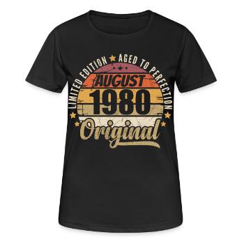 August 1980 Retro Vintage Geburtstag August 1980 - Frauen T-Shirt atmungsaktiv - Schwarz - Vorne - AI Model Female 172 light (172cm)