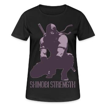 Shinobi Strength Anime Sportshirt – Ninja Workout - Frauen T-Shirt atmungsaktiv - Schwarz - Vorne - AI Model Female 172 light (172cm)