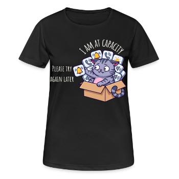 Auf Kapazität – Sensorische Überlastung Katze - Frauen T-Shirt atmungsaktiv - Schwarz - Vorne - AI Model Female 172 light (172cm)