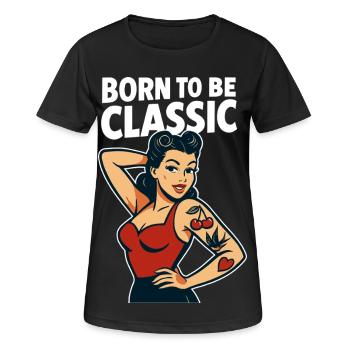 T-shirt rétro classique de la fille pin-up née pour être - T-shirt respirant Femme - noir - Devant - AI Model Female 172 light (172cm)