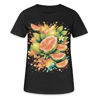 Tropical Guava Exotic Fruit Splash Art - Women's Breathable T-Shirt - black - Front - AI Model Female 172 light (172cm)
