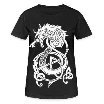 Viking Wolf Dragon (White) - Women's Breathable T-Shirt - black - Front - AI Model Female 172 light (172cm)