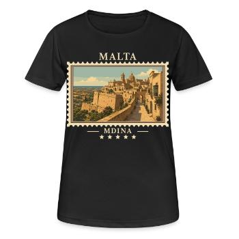 Marque de voyage vintage de Malte Mdina - T-shirt respirant Femme - noir - Devant - AI Model Female 172 light (172cm)