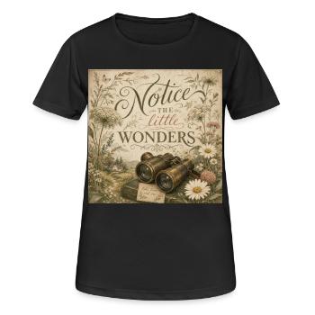 Wildflower Binoculars Retro Mural Nostalgia Decoration - Women's Breathable T-Shirt - black - Front - AI Model Female 172 light (172cm)