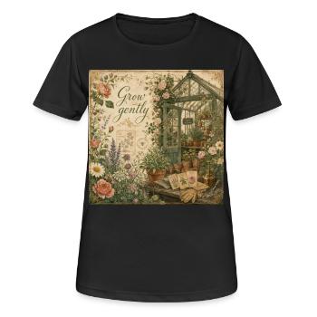Grow Gently Vintage Poster Décoration de fleurs de serre - T-shirt respirant Femme - noir - Devant - AI Model Female 172 light (172cm)