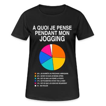 T-shirt Running Humour À Quoi Je Pense Pendant Mon - T-shirt respirant Femme - noir - Devant - AI Model Female 172 light (172cm)