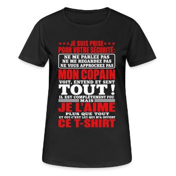 Copine Couple Cadeau humour personnalisé - T-shirt respirant Femme - noir - Devant - AI Model Female 172 light (172cm)