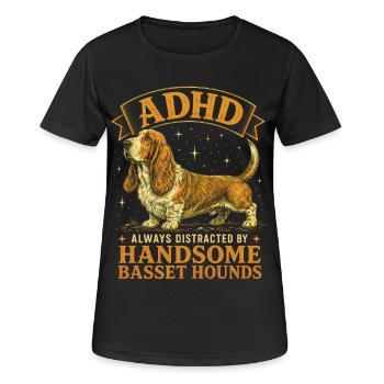 Funny Basset Hound Dog Breed ADHD - Women's Breathable T-Shirt - black - Front - AI Model Female 172 light (172cm)