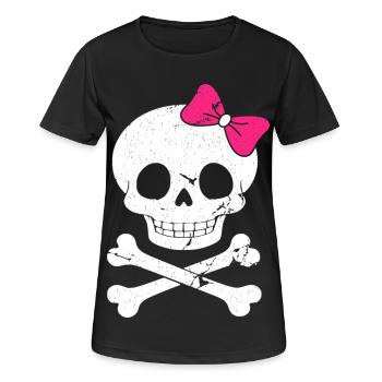 Joli crâne avec un nœud rose - T-shirt respirant Femme - noir - Devant - AI Model Female 172 light (172cm)