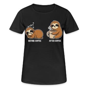 Before Coffee After Coffee – Sloths - Women's Breathable T-Shirt - black - Front - AI Model Female 172 light (172cm)