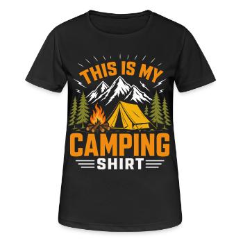Camping Shirt Mountains Campfire - Women's Breathable T-Shirt - black - Front - AI Model Female 172 light (172cm)