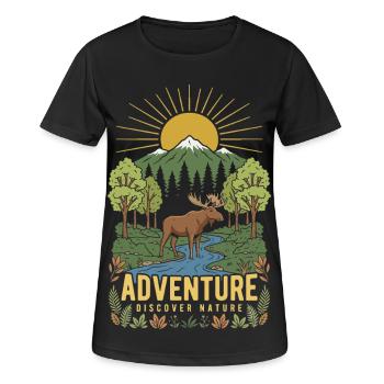 Paysage de la forêt d’orignaux au lever du soleil - T-shirt respirant Femme - noir - Devant - AI Model Female 172 light (172cm)