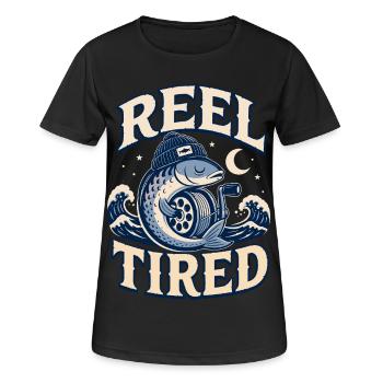 Reel Tired – Funny Angler Fish - Women's Breathable T-Shirt - black - Front - AI Model Female 172 light (172cm)