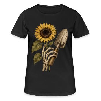 Sweat à capuche squelette de tournesol vintage Halloween - T-shirt respirant Femme - noir - Devant - AI Model Female 172 light (172cm)