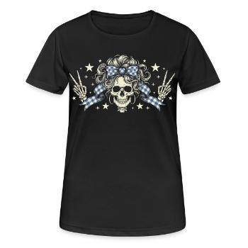 Skull with Plaid Band - Women's Breathable T-Shirt - black - Front - AI Model Female 172 light (172cm)