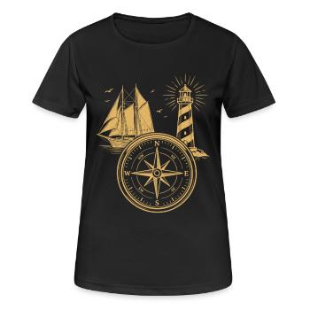 Maritime Compass Sailing Ship North Lighthouse - Women's Breathable T-Shirt - black - Front - AI Model Female 172 light (172cm)