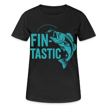 Fin-tastique ! Drôle de pêcheur et design de poisson géant - T-shirt respirant Femme - noir - Devant - AI Model Female 172 light (172cm)