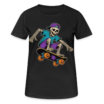 Motif de T-shirt vintage Squelette Skateur Squelette - T-shirt respirant Femme - noir - Devant - AI Model Female 172 light (172cm)