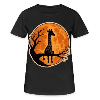 T-shirt classique d’Halloween girafe avec pleine lune - T-shirt respirant Femme - noir - Devant - AI Model Female 172 light (172cm)