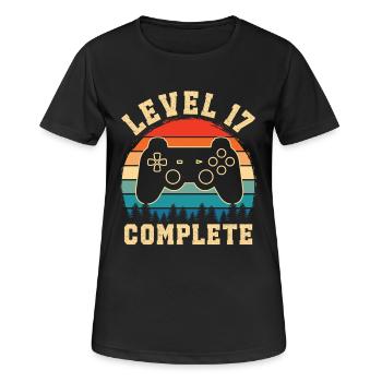 Level 17 complete – Cadeau 17 ans - T-shirt respirant Femme - noir - Devant - AI Model Female 172 light (172cm)