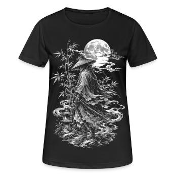 Ronin samouraïs japonais avec Chapeau de paille et katana - T-shirt respirant Femme - noir - Devant - AI Model Female 172 light (172cm)