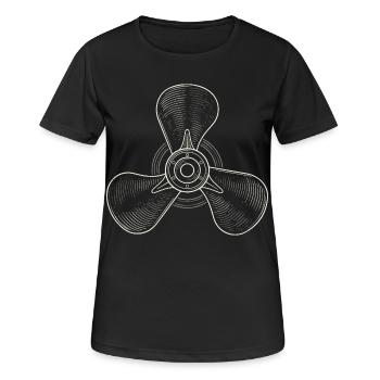 Vintage Three-Blade Propeller Illustration - Women's Breathable T-Shirt - black - Front - AI Model Female 172 light (172cm)