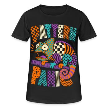 Caméléon panique de motifs - T-shirt respirant Femme - noir - Devant - AI Model Female 172 light (172cm)