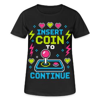 Insert Coin To Continue Retro Gaming - Women's Breathable T-Shirt - black - Front - AI Model Female 172 light (172cm)