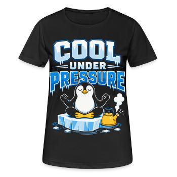 Méditation du pingouin à la froideur sous pression - T-shirt respirant Femme - noir - Devant - AI Model Female 172 light (172cm)