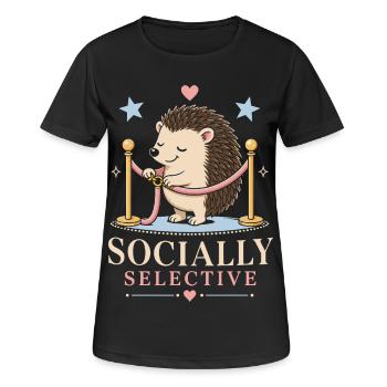 Hérisson socialement sélectif avec de l’humour - T-shirt respirant Femme - noir - Devant - AI Model Female 172 light (172cm)