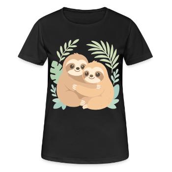 Mignons paresseux : câlinés dans la jungle pastel - T-shirt respirant Femme - noir - Devant - AI Model Female 172 light (172cm)