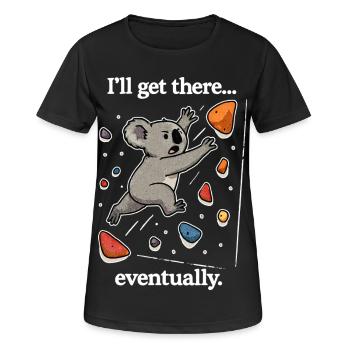 Saut Koala Bouldering Dyno – J’y arriverai - T-shirt respirant Femme - noir - Devant - AI Model Female 172 light (172cm)