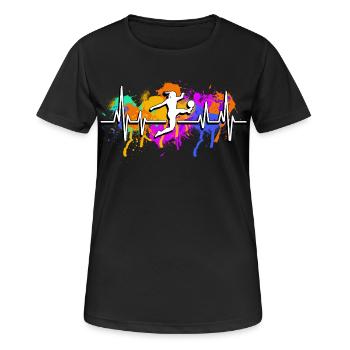 Battements de cœur du football féminin - T-shirt respirant Femme - noir - Devant - AI Model Female 172 light (172cm)