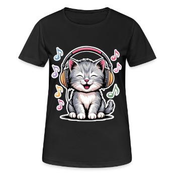 Chat de la musique - T-shirt respirant Femme - noir - Devant - AI Model Female 172 light (172cm)