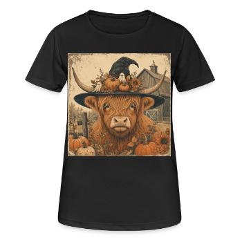 Scottish Cow Halloween Hoodie Vintage Cow - Women's Breathable T-Shirt - black - Front - AI Model Female 172 light (172cm)