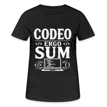 I Program, Therefore I Am | Latin Saying - Women's Breathable T-Shirt - black - Front - AI Model Female 172 light (172cm)