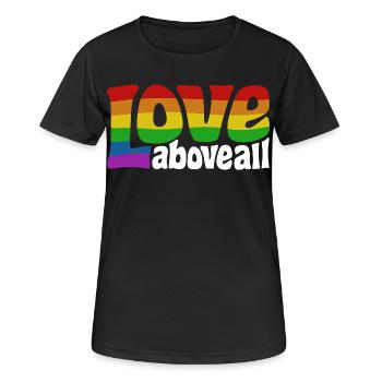 Love Above All | Rainbow Pride Design - Women's Breathable T-Shirt - black - Front - AI Model Female 172 light (172cm)