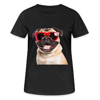 Carlin cool avec des lunettes de soleil rouges - T-shirt respirant Femme - noir - Devant - AI Model Female 172 light (172cm)