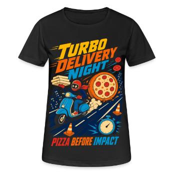 Turbo Pizza Delivery at Night - Women's Breathable T-Shirt - black - Front - AI Model Female 172 light (172cm)