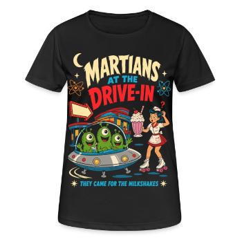 Martiens au Drive-In Diner - T-shirt respirant Femme - noir - Devant - AI Model Female 172 light (172cm)