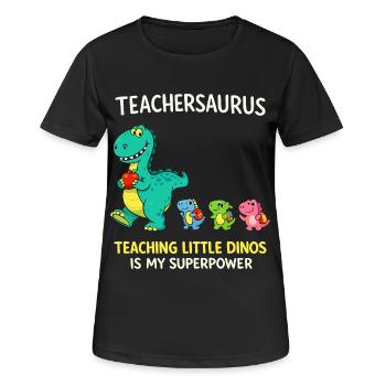 Teachersaurus Teacher Humor with Little Dinosaur - Women's Breathable T-Shirt - black - Front - AI Model Female 172 light (172cm)