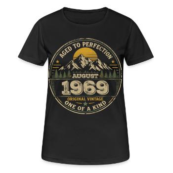 1969 August Birthday Gift Vintage 1969 - Women's Breathable T-Shirt - black - Front - AI Model Female 172 light (172cm)