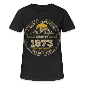 Cadeau Anniversaire 1973 Août Vintage 1973  - T-shirt respirant Femme - noir - Devant - AI Model Female 172 light (172cm)