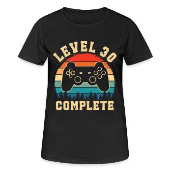 Level 30 complete – Cadeau 30 ans - T-shirt respirant Femme - noir - Devant - AI Model Female 172 light (172cm)