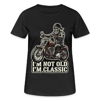Je ne suis pas vieux, je suis du classique | Biker | Moto - T-shirt respirant Femme - noir - Devant - AI Model Female 172 light (172cm)