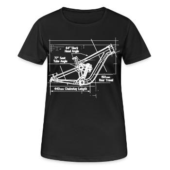 MTB Blueprint: Full-Suspension Frame Tech - Women's Breathable T-Shirt - black - Front - AI Model Female 172 light (172cm)