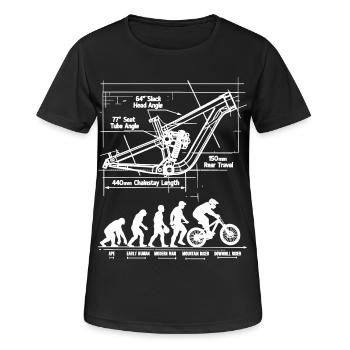 Plan de la MTB Evolution : châssis à suspension intégrale - T-shirt respirant Femme - noir - Devant - AI Model Female 172 light (172cm)