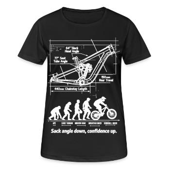 MTB Evolution Blueprint: Full Suspension Downhill - Women's Breathable T-Shirt - black - Front - AI Model Female 172 light (172cm)