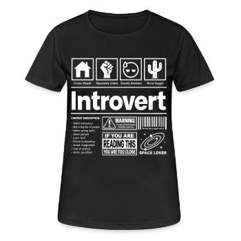Introverti, drôle, casanier, espace personnel - T-shirt respirant Femme - noir - Devant - AI Model Female 172 light (172cm)